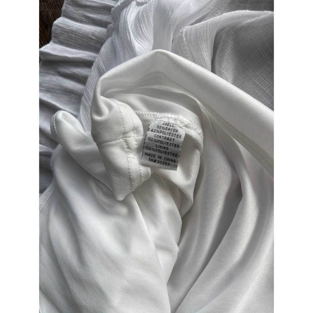 JOIE‎ White Tiered Midi Dress Smocked Waist Crochet Lace Fall Wedding Large - Picture 9 of 11